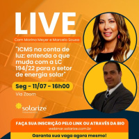 <strong>Leia mais sobre</strong><br />Gravação: ICMS na conta de luz - entenda o que muda com a LC 194/22 para o setor de energia solar Gravação: ICMS na conta de luz - entenda o que muda com a LC 194/22 para o setor de energia solar