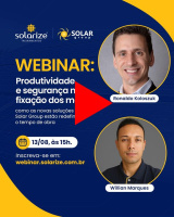 <strong>Leia mais sobre</strong><br />Gravação do webinar: produtividade e segurança na fixação dos módulos - como as novas soluções da Solar Group estão redefinindo o tempo de obra Gravação do webinar: produtividade e segurança na fixação dos módulos - como as novas soluções da Solar Group estão redefinindo o tempo de obra