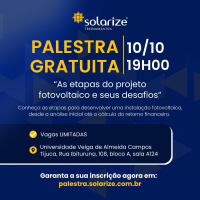 <strong>Leia mais sobre</strong><br />2ª edição da palestra: As etapas do projeto fotovoltaico e seus desafios 2ª edição da palestra: As etapas do projeto fotovoltaico e seus desafios
