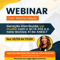 <strong>Leia mais sobre</strong><br />Gravação do webinar: A Geração Distribuída vai mudar com a lei 14.300 e a nota 41 da Aneel? Gravação do webinar: A Geração Distribuída vai mudar com a lei 14.300 e a nota 41 da Aneel?