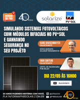 <strong>Leia mais sobre</strong><br />Webinar: simulando sistemas fotovoltaicos com módulos bifaciais no PV*SOL e ganhando segurança no seu projeto Webinar: simulando sistemas fotovoltaicos com módulos bifaciais no PV*SOL e ganhando segurança no seu projeto